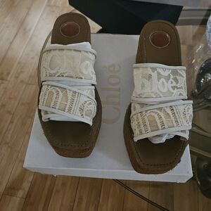 Chloé mule woody wedge espadrill, mild beige